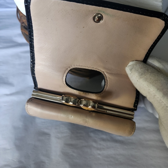 TED BAKER Black Patent Leather PINK Wallet Kisslock Hearts - Picture 13 of 14